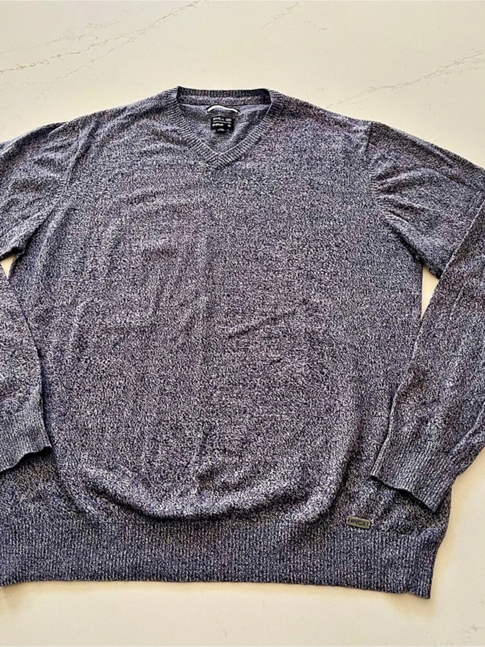 RVCA Men's Cotton Crewneck Sweater Heather Navy and Gray XL